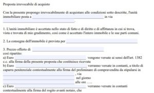 MODELLO PROPOSTA DI ACQUISTO IMMOBILIARE TRA PRIVATI WORD E PDF