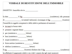 Modello Verbale Di Riconsegna Immobile Word E Pdf