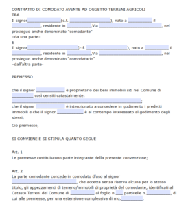 Fac Simile Scrittura Privata Comodato D Uso Gratuito Terreno Word E PDF