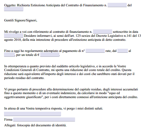 Modulo Richiesta Estinzione Anticipata Compass Word E Pdf