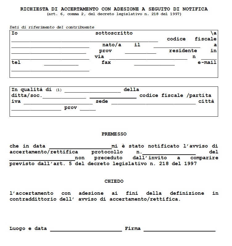 Istanza di Accertamento con Adesione
