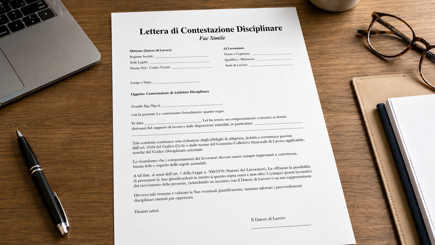 Lettera di Contestazione Disciplinare