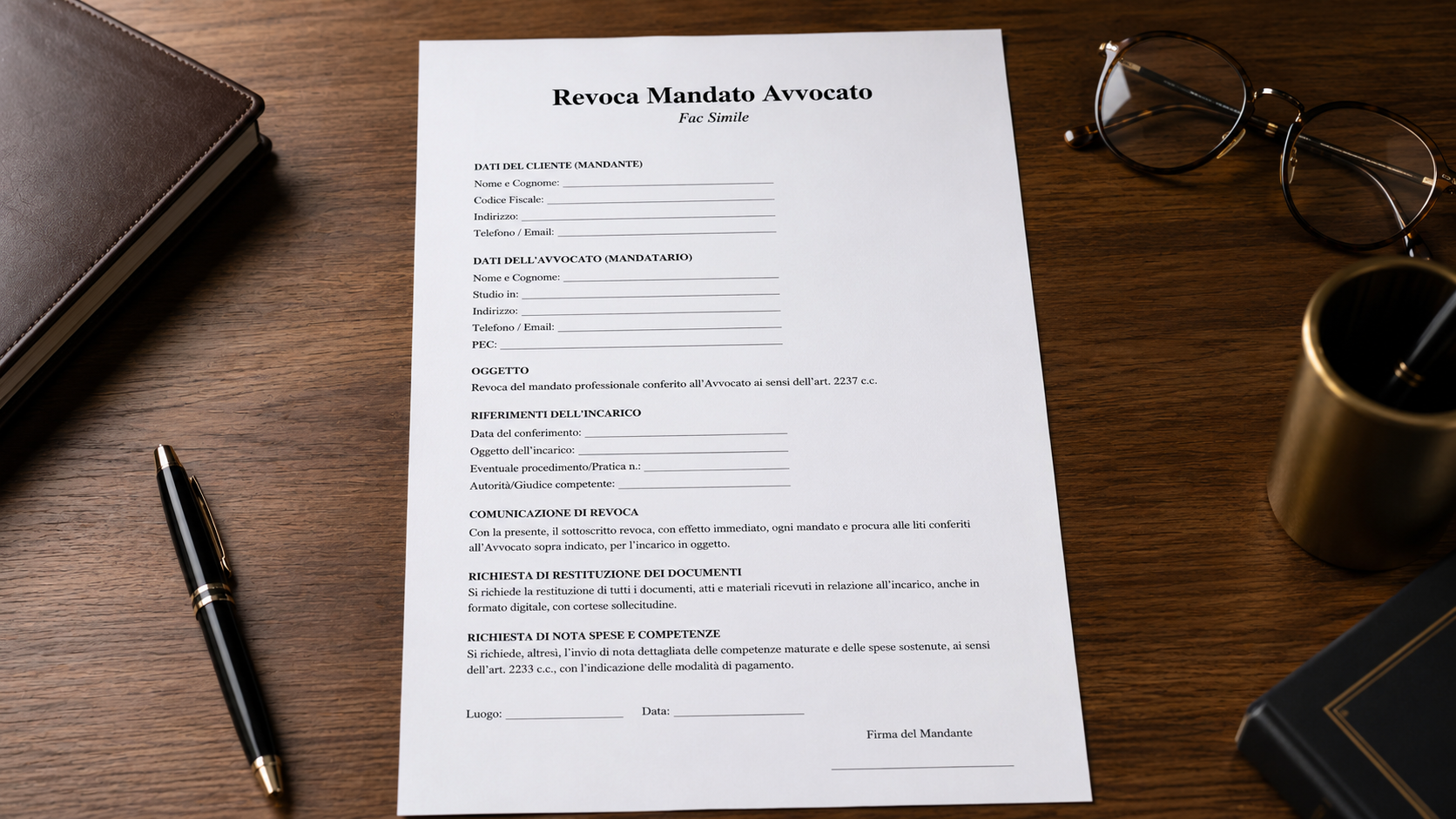 Modello Revoca Mandato Avvocato
