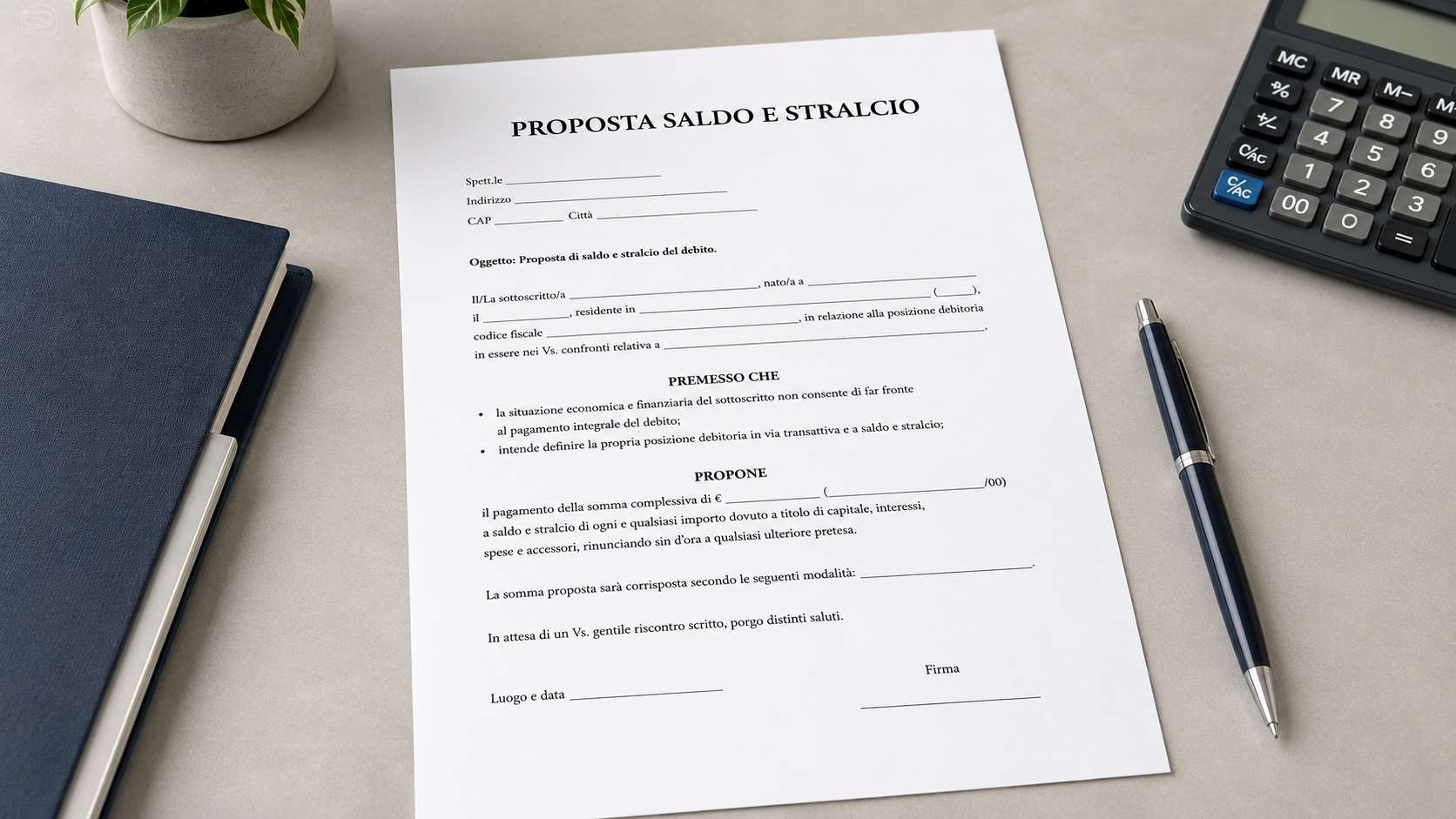 Modello Proposta Saldo e Stralcio