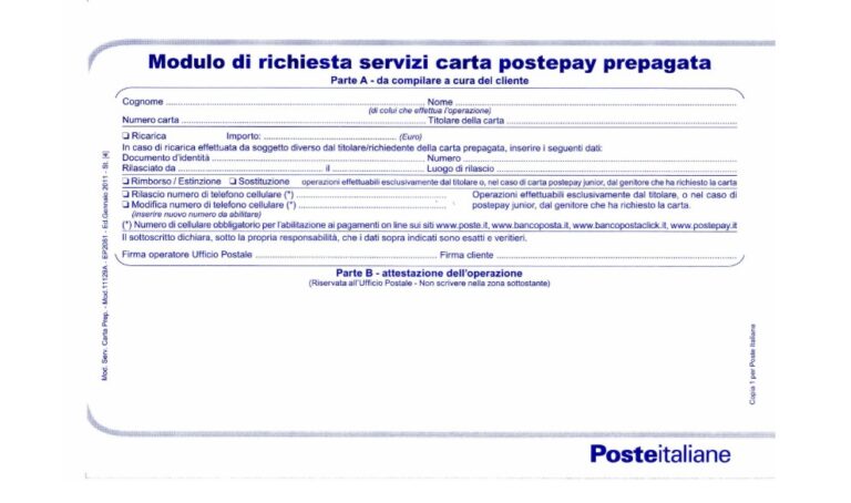 MODULO RICARICA POSTEPAY PDF