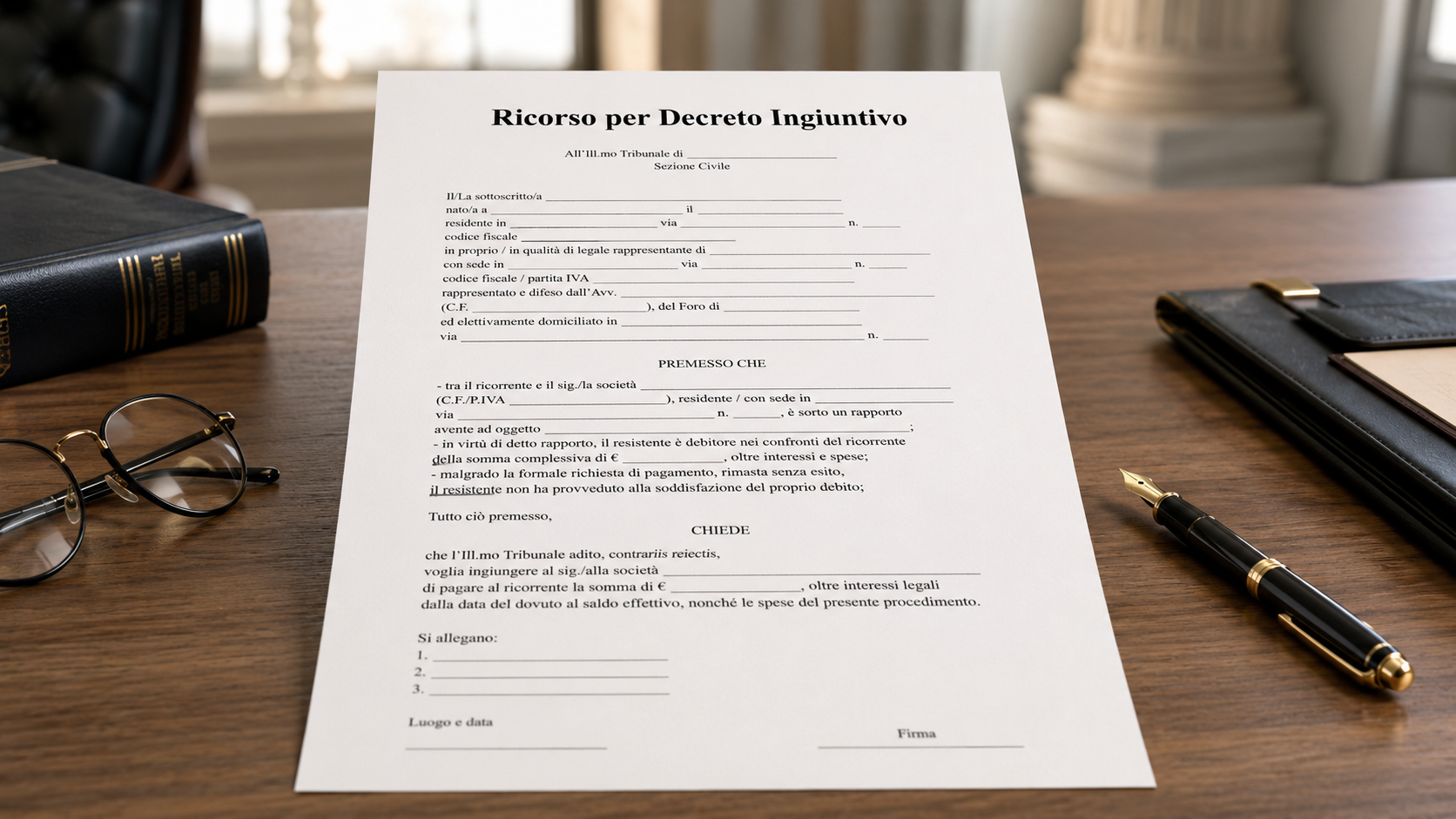Modello Ricorso per Decreto Ingiuntivo