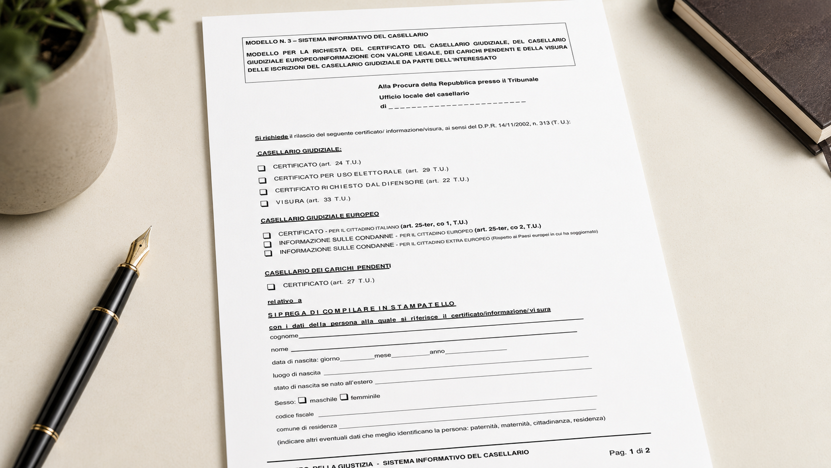 Modello Richiesta Casellario Giudiziale