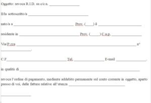 Modello Rid Gratis FAC SIMILE REVOCA RID BANCARIO WORD E PDF