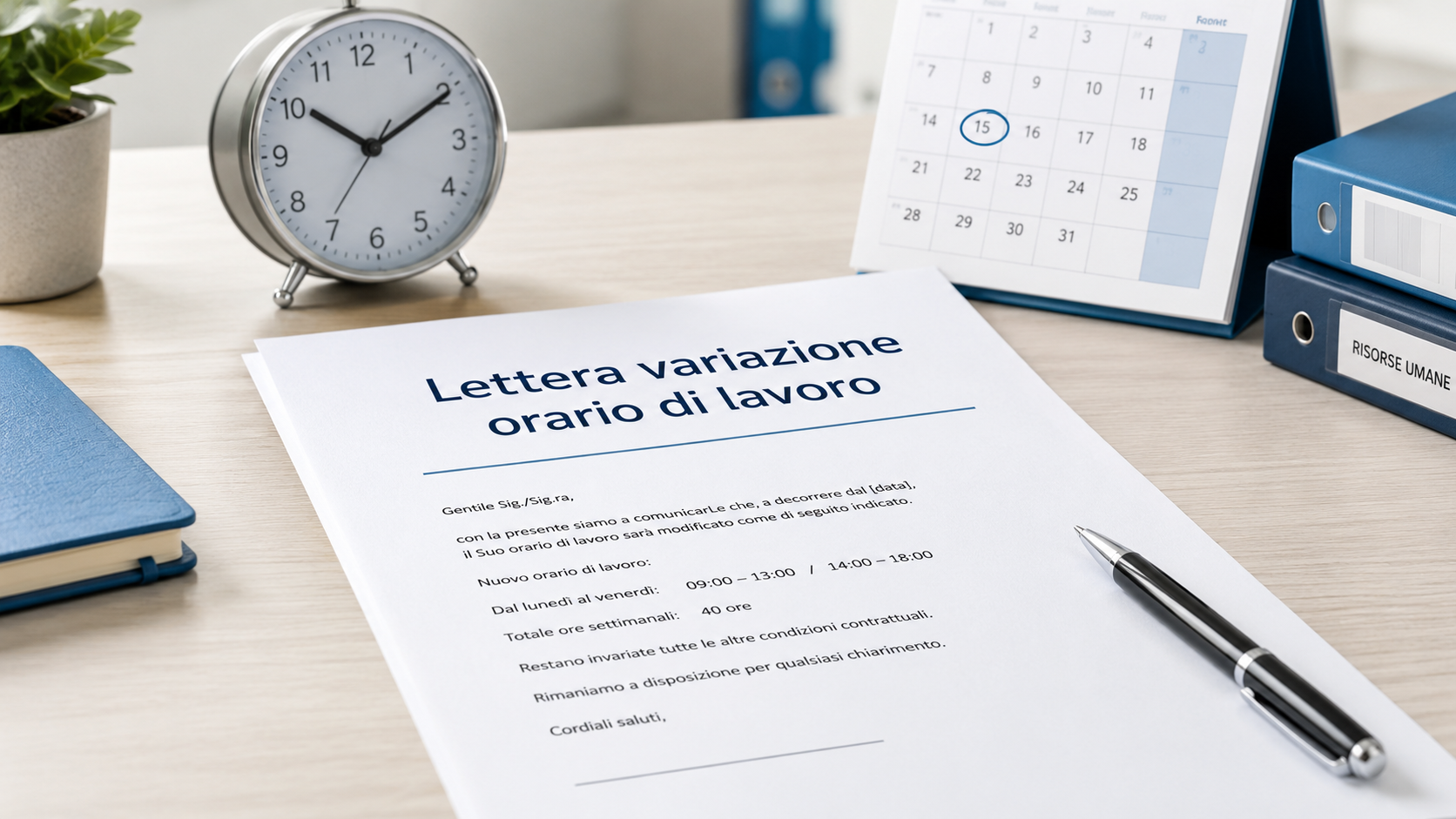 Fac Simile Lettera Variazione Orario di Lavoro Word e PDF