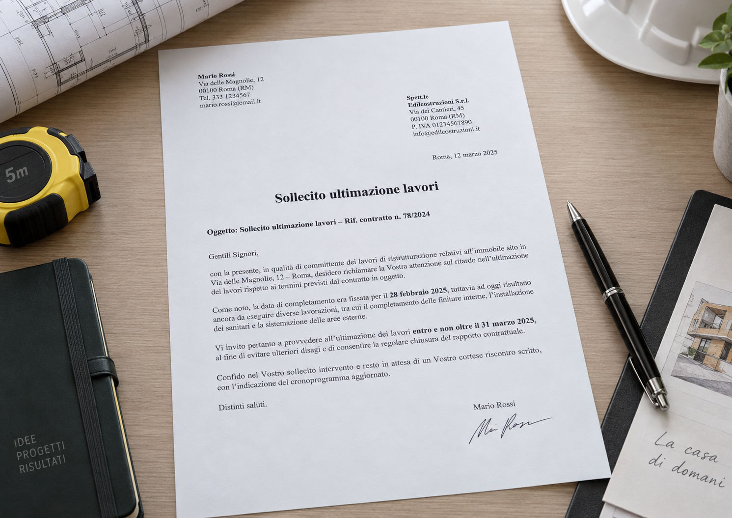 Fac Simile Sollecito Ultimazione Lavori Word e PDF