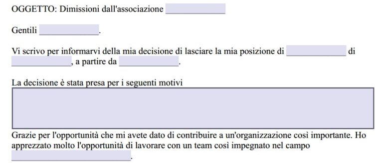 Fac Simile Lettera Di Dimissioni Da Associazione Word E Pdf