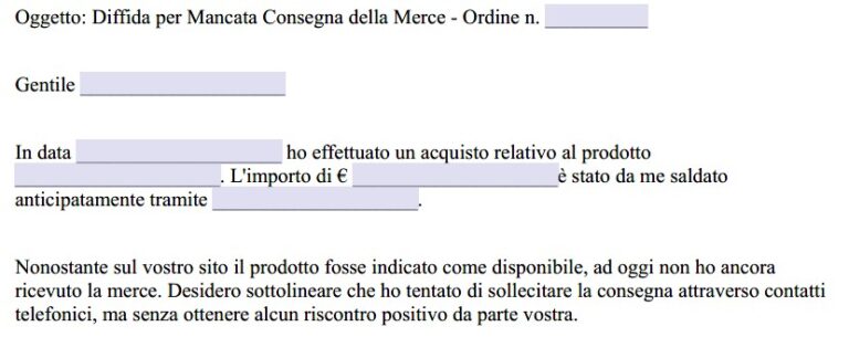 Fac Simile Lettera di Reclamo per Ritardo Consegna della Merce Word e PDF