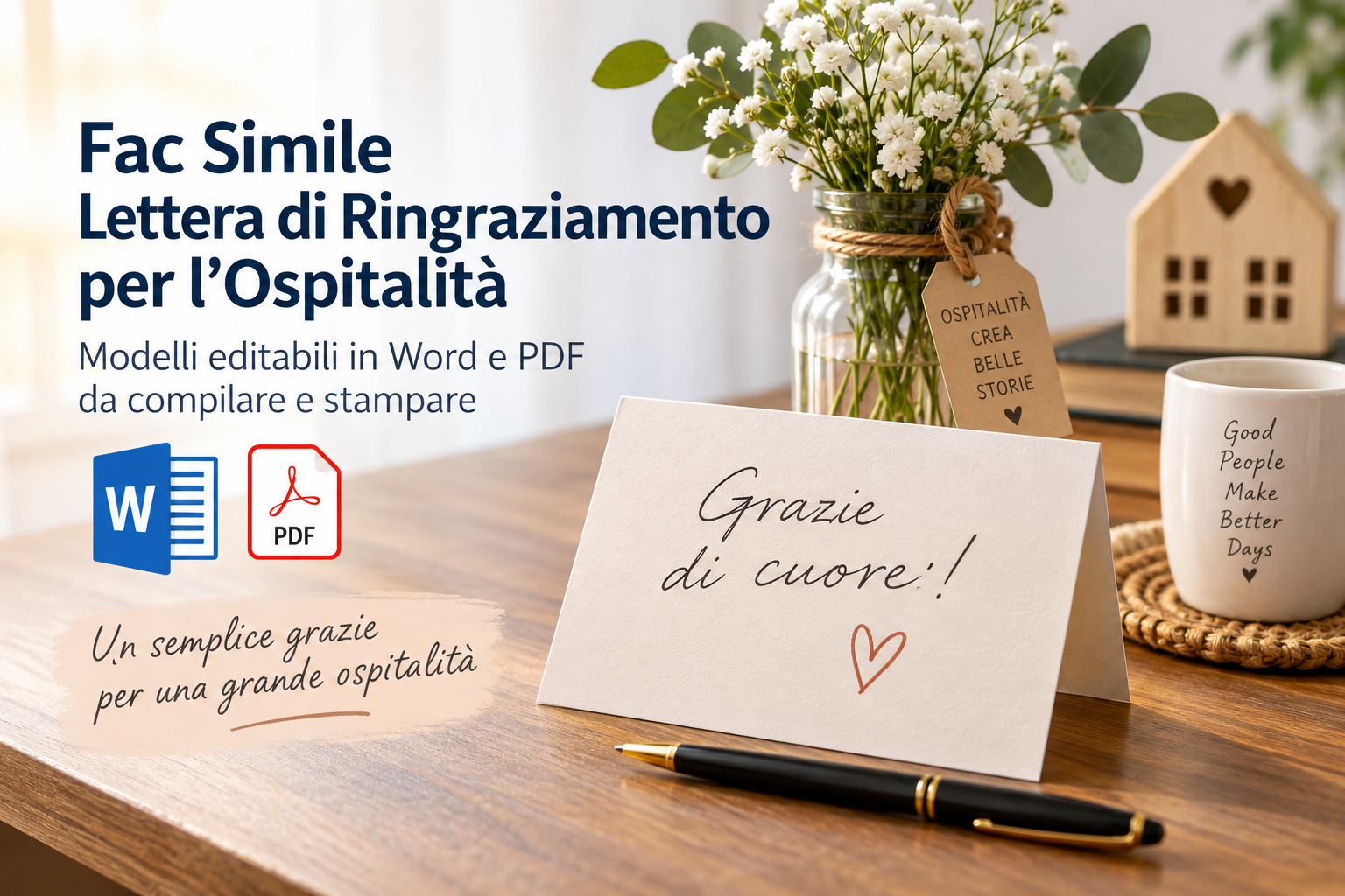Fac Simile Lettera di Ringraziamento per l'Ospitalità