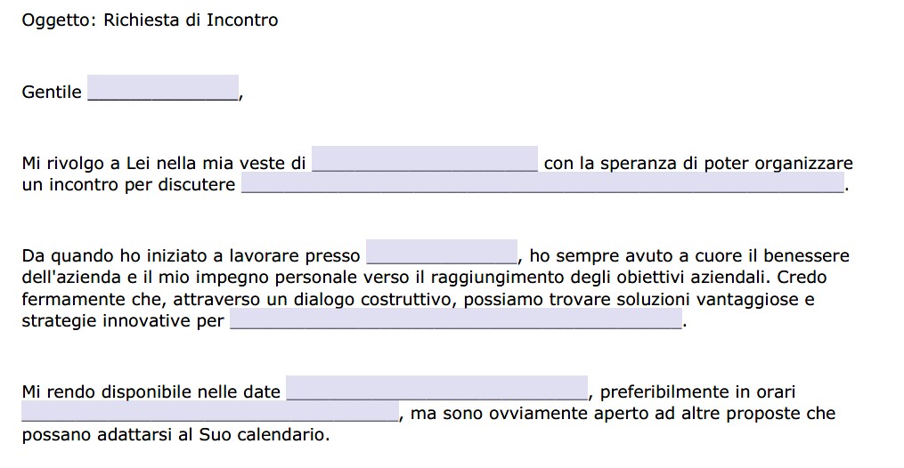 Fac Simile Lettera Di Richiesta Incontro Al Datore Di Lavoro Word E PDF