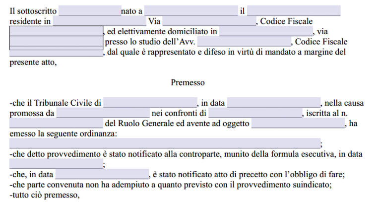 Fac Simile Ricorso Per Obbligo Di Fare Word E PDF