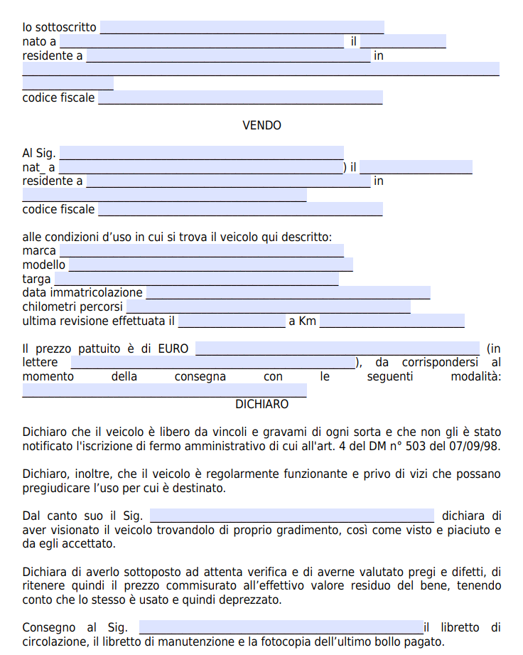 Modulo Vendita Auto Tra Privati Visto E Piaciuto Word E PDF Modulo Vendita Auto Tra Privati Visto E Piaciuto Word E PDF