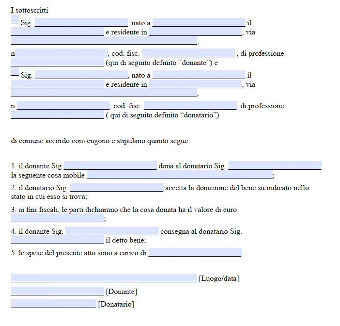 Atto di Donazione Senza Notaio