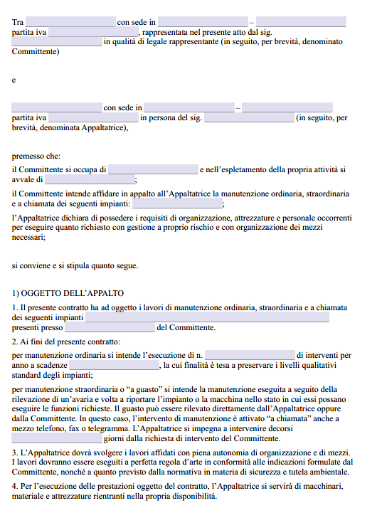 Contratto di Manutenzione Ordinaria