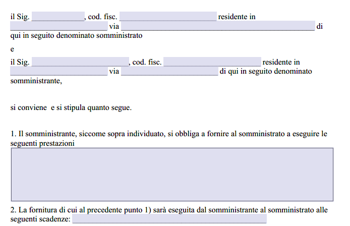 Contratto di Prestazione di Servizi