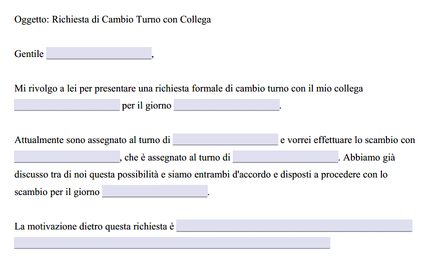 Richiesta Cambio Turno con Collega