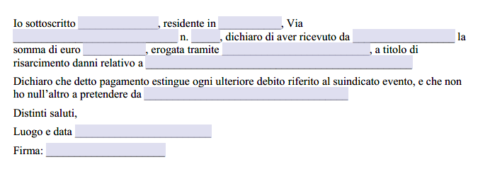 Quietanza Liberatoria per Risarcimento Danni