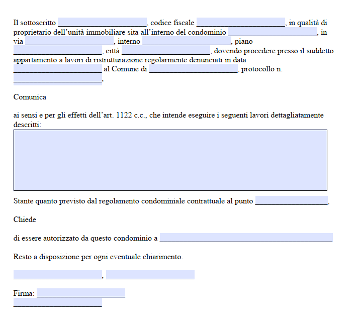 Autorizzazione Condominiale per Lavori Privati