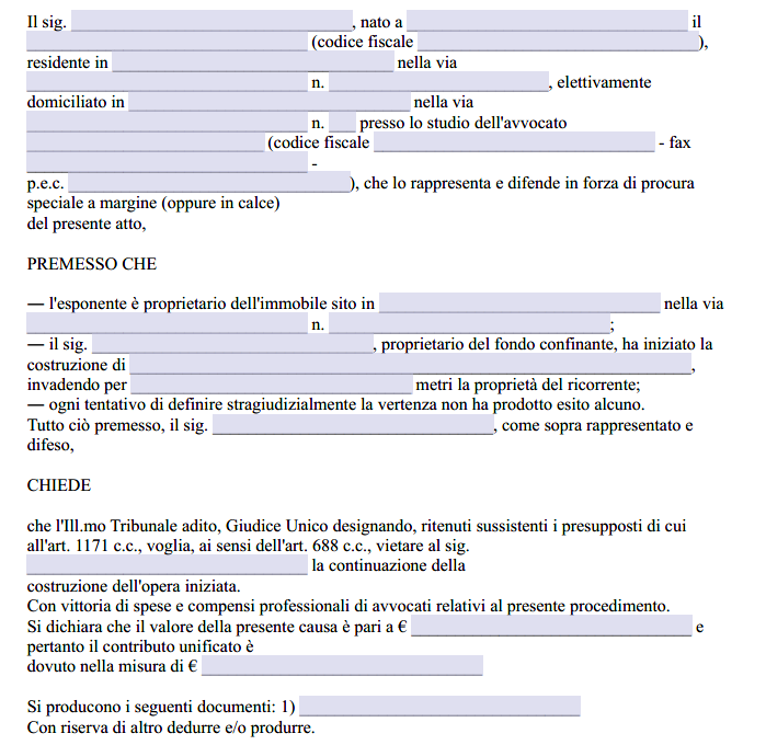 Denuncia di Nuova Opera