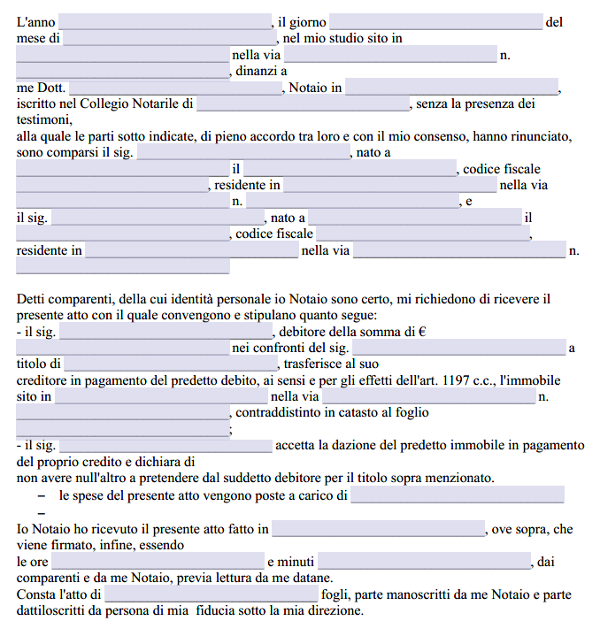 Datio in Solutum Immobiliare