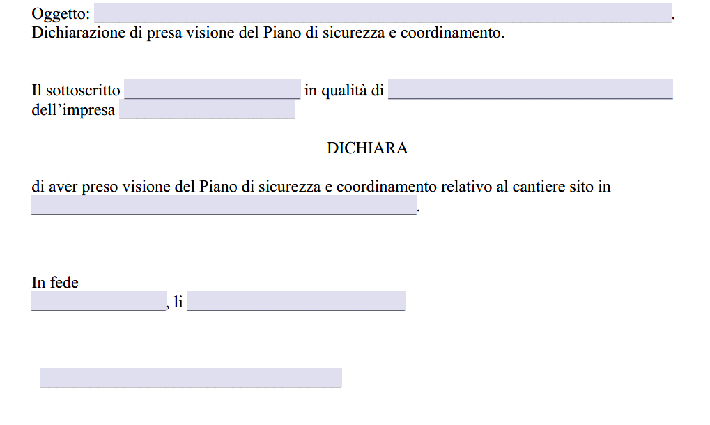Dichiarazione di Presa Visione e Accettazione PSC