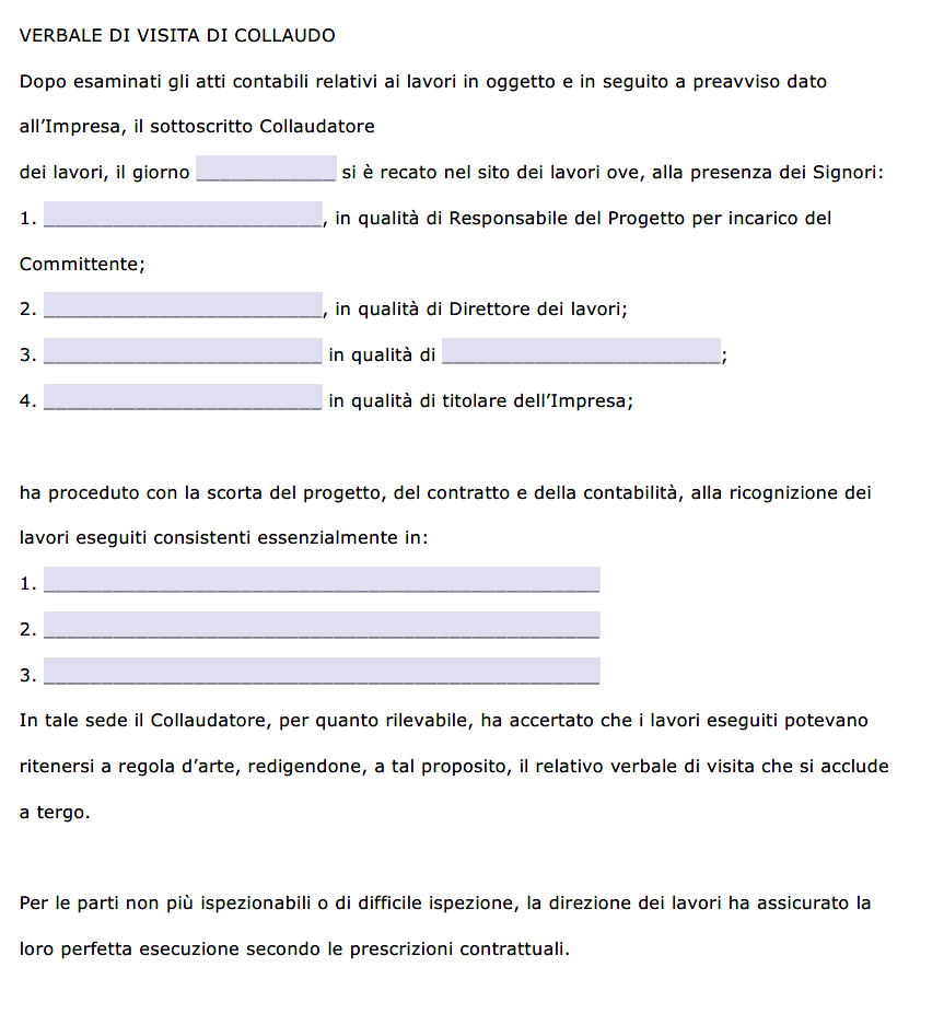 Verbale di visita di collaudo