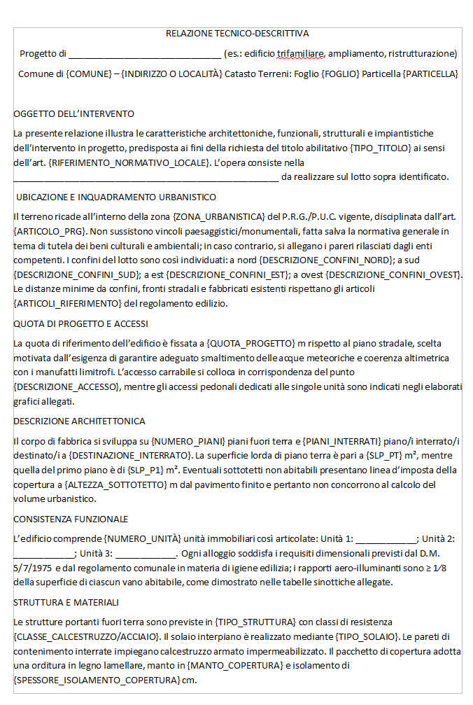 Relazione Tecnica Edilizia Word