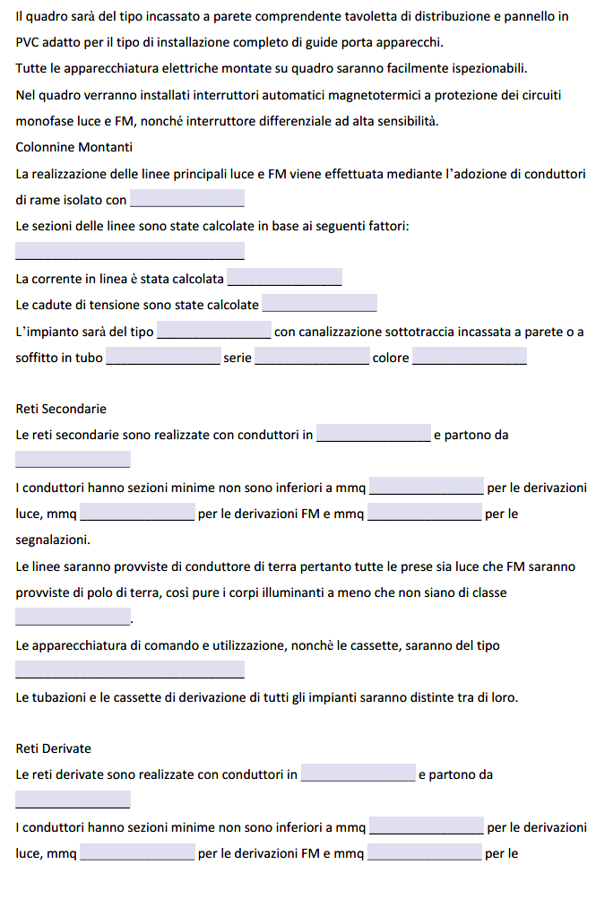 Relazione Tecnica Impianto Elettrico