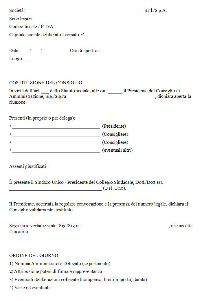 Verbale Attribuzione Poteri di Firma