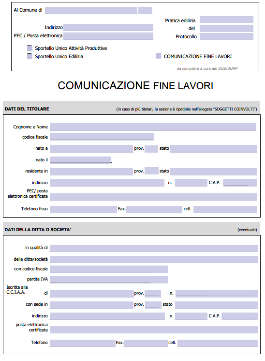Fac Simile Comunicazione Fine Lavori