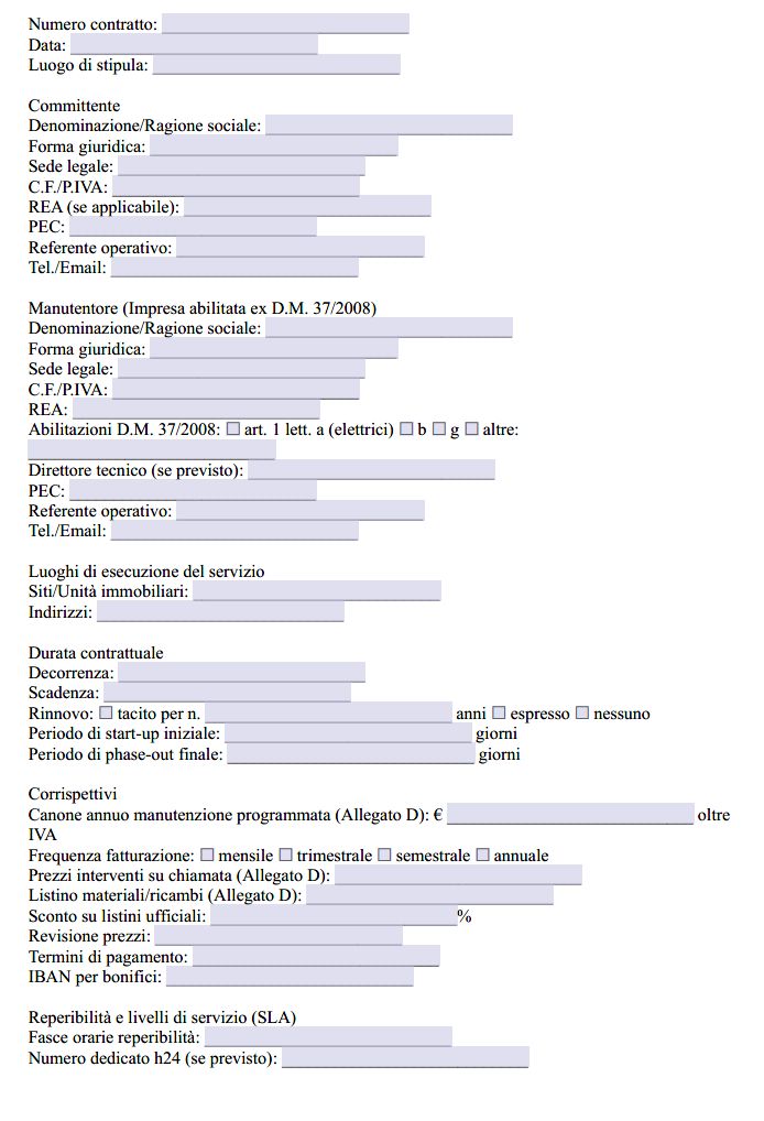 Contratto di Manutenzione Impianti Elettrici