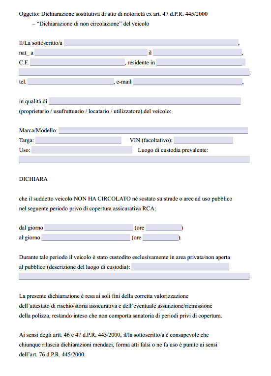 Dichiarazione No Circolato Genialclick