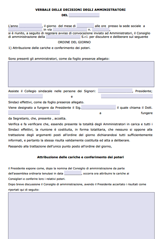 Verbale CDA per Delega Poteri